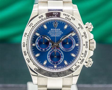 rolex daytona white gold racing blue dial|white gold daytona blue face.